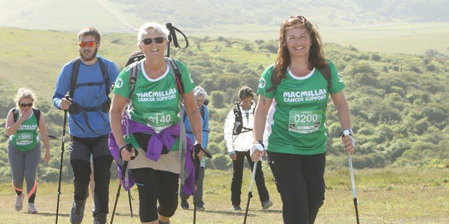 Karin Brawn walking on the Seven Sisters stretch of the Macmillan cancer support walk 
- to demonstrate more about me